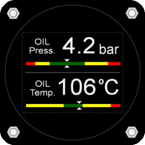 OIL PRESSURE AND TEMPERATURE GAUGE FOR ROTAX 912UL ENGINES (80 CV) FITTED WITH A 4..20mA PROBE